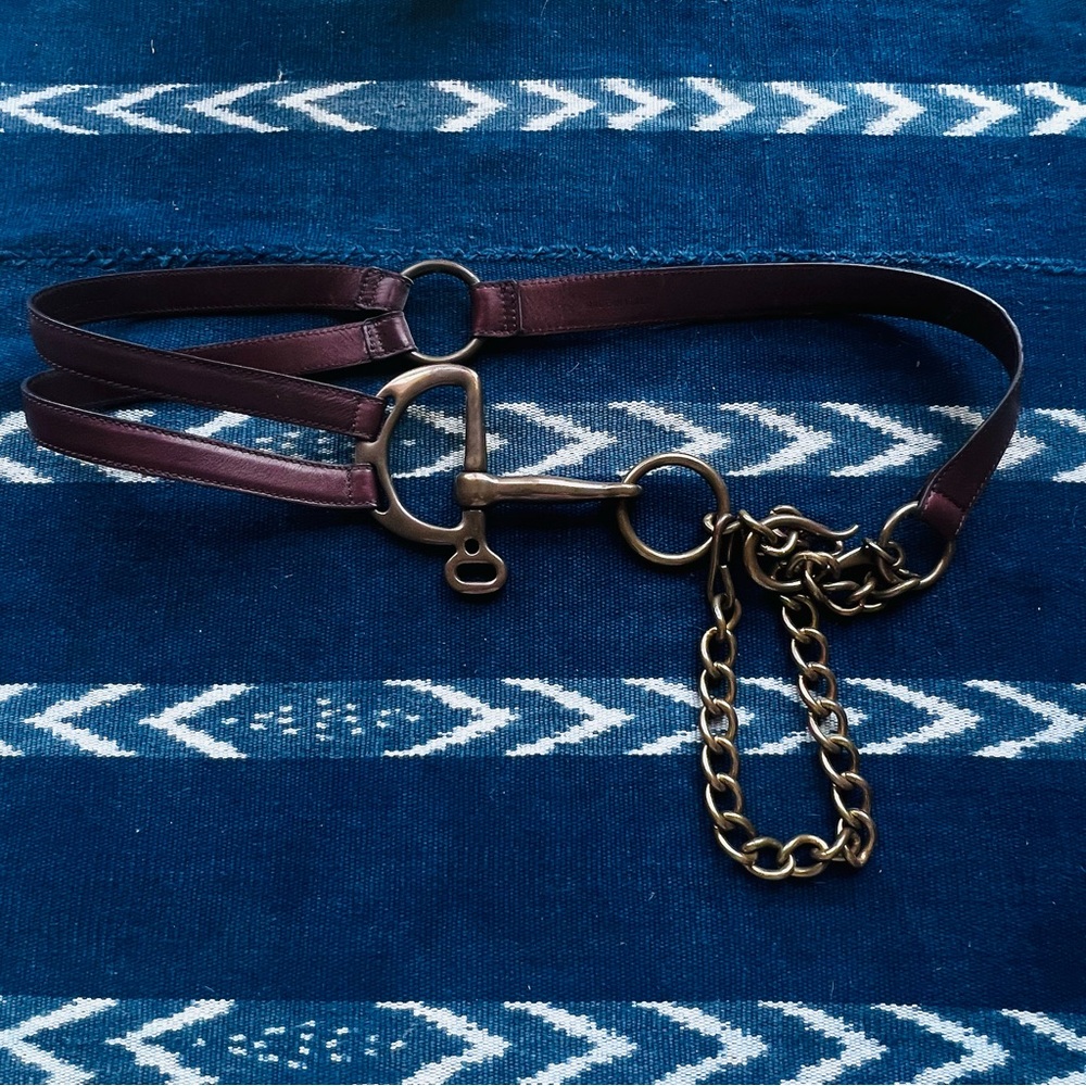 Rare Ralph Lauren Belt Collection ‘06 Dark Brown Leather Chain Link Horse Bit